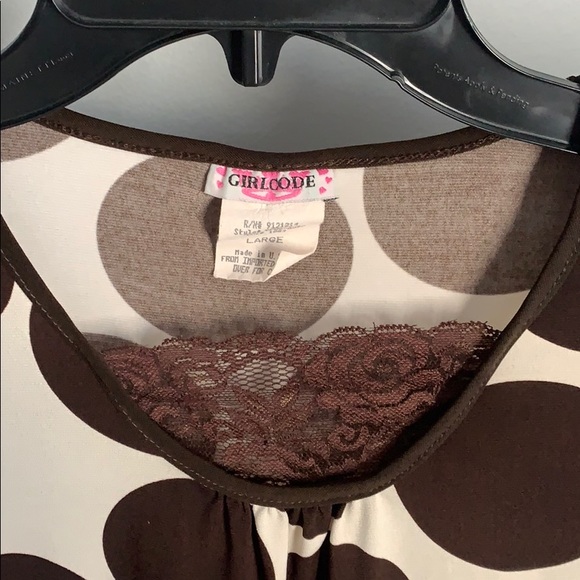 Girl Code White W/ Brown Polka Dot Blouse - Picture 3 of 4